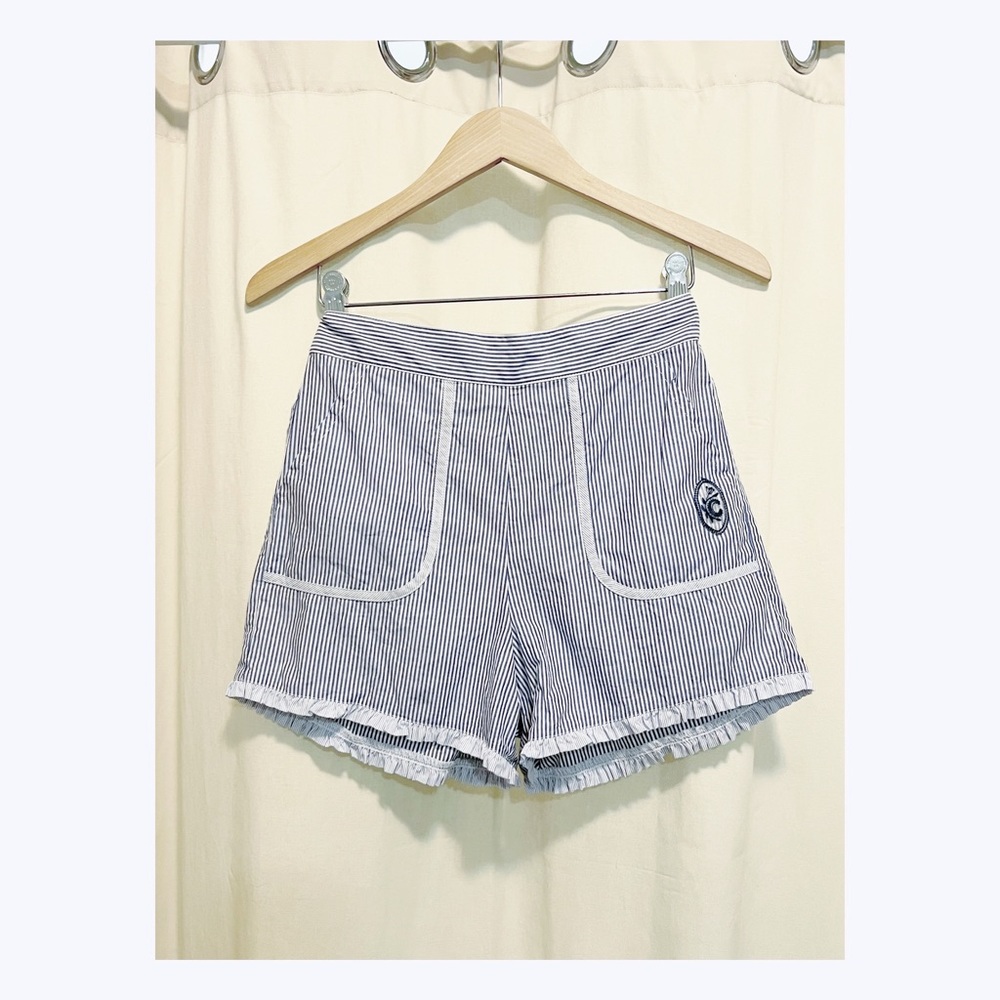 CHLOE Striped Poplin Broderie Anglaise Shorts